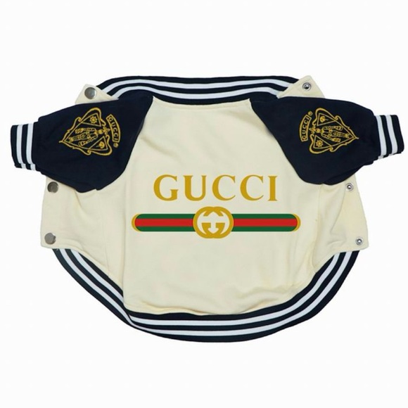 None Other - PET CLOTHES - Inspired Logo Cream & Navy Dog Varsity Jacket